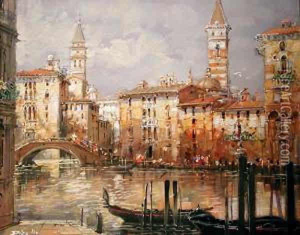 Venice Oil Painting - Jean-Baptiste Pigalle