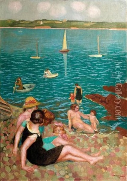 Coin De Plage , Perros-guirec, 1926 Oil Painting - Maurice Denis