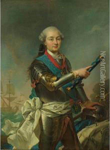 Portrait Of An Admiral Oil Painting - Louis-Michel Van Loo