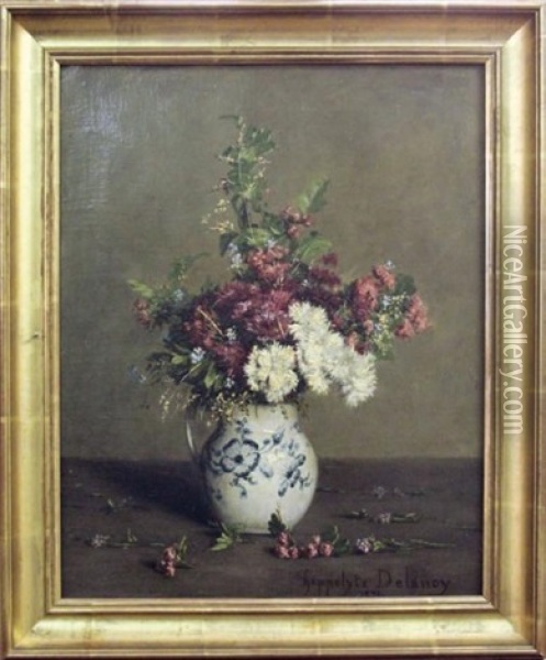 Bouquet De Fleurs Dans Un Vase Oil Painting - Hippolyte Pierre Delanoy