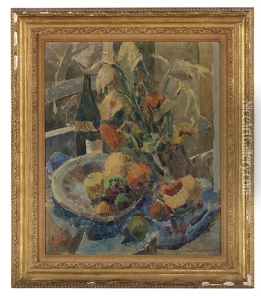 Still Life Of Flowers And Fruit Oil Painting - Elliott Seabrooke