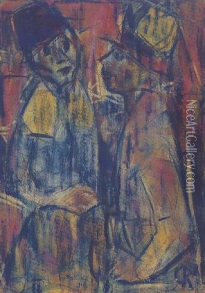 Zwei Frauen Im Gesprach Oil Painting - Christian Rohlfs