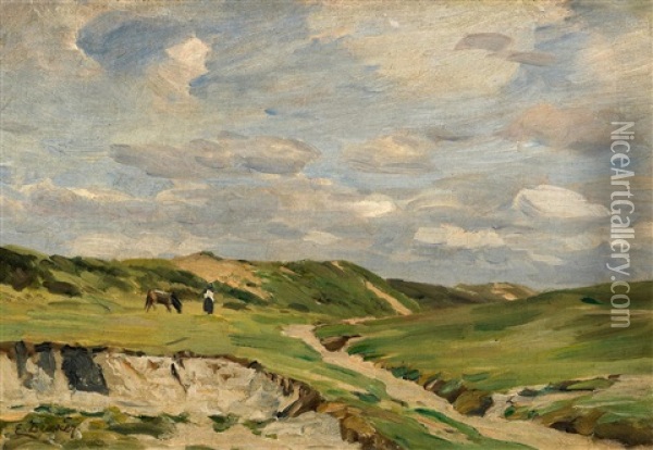 In Den Dunen Oil Painting - Eugen Gustav Duecker