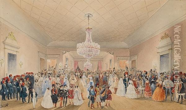 A Fancy Dress Ball At The British Residence At Pera; Children's Fancy Dress Ball, A Pair Oil Painting - Gaspard Fossati