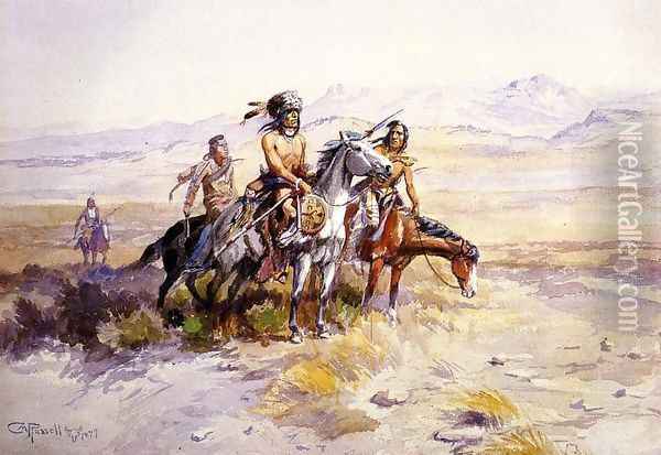 In Enemy Country Oil Painting - Charles Marion Russell