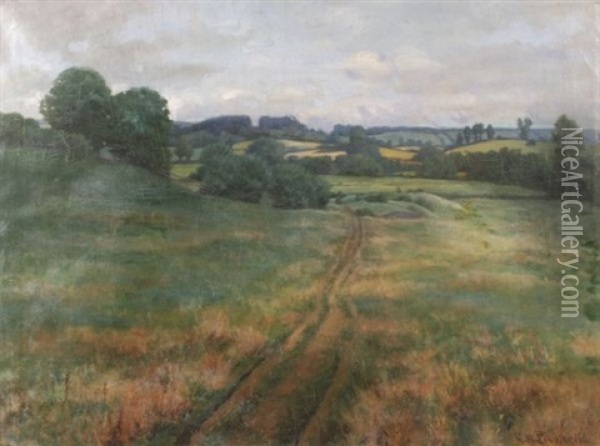 Path Through The Field Oil Painting - George W. Picknell