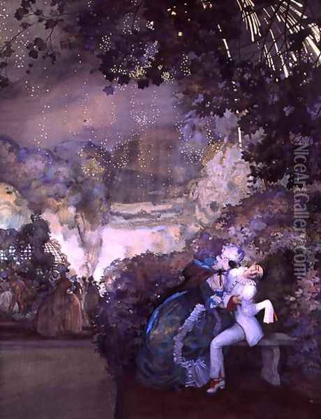 Firework, 1910 Oil Painting - Konstantin Andreevic Somov