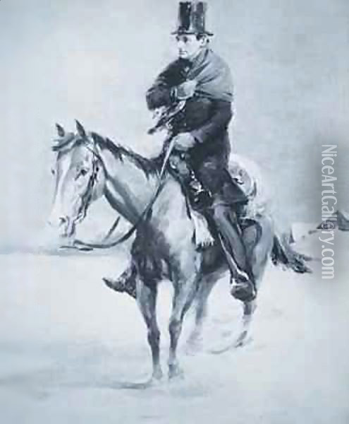 Abraham Lincoln (1809-65) riding his Judicial Circuit as a travelling lawyer in the 1850's Oil Painting - Louis Bonhajo
