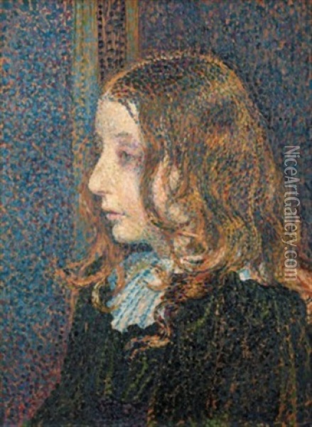 Portrait De La Petite Denise Marechal Oil Painting - Theo van Rysselberghe