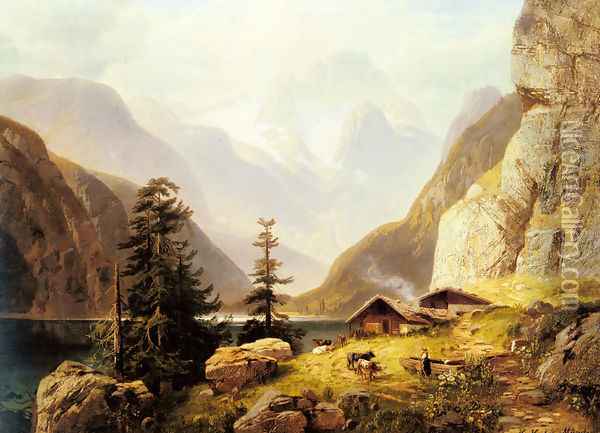 An Alpine Valley Oil Painting - Horst Hacker
