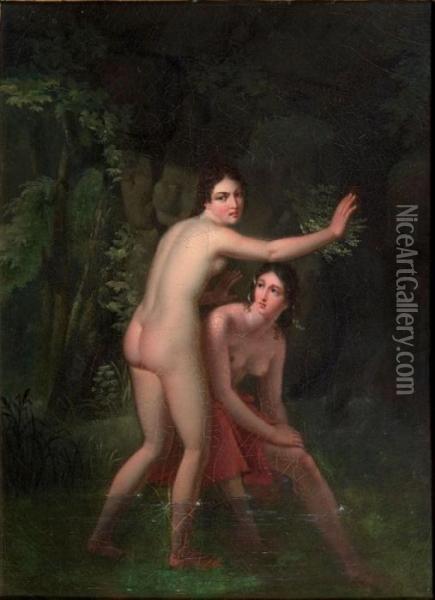 Le Bain Des Nymphes Oil Painting - Jean-Baptiste Lecoeur