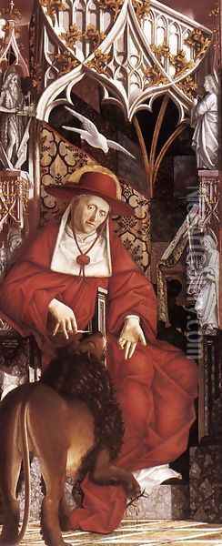 Altarpiece of the Church Fathers- St Jerome c. 1483 Oil Painting - Michael Pacher
