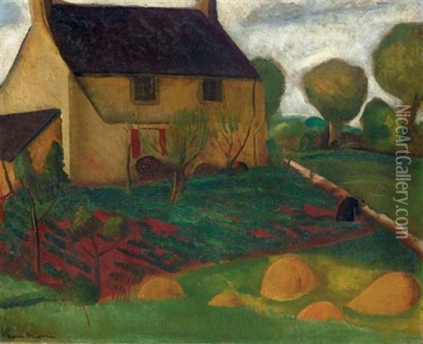 A Farmhouse In Brittany Oil Painting - Boris Dmitrievich Grigoriev