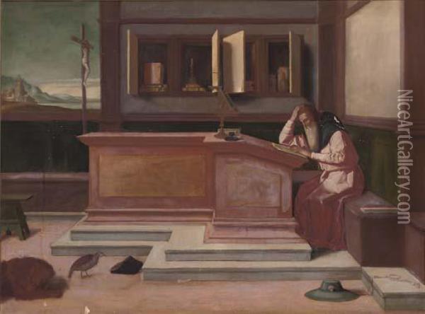 Saint Jerome In His Study Oil Painting - Antonello da Messina Messina