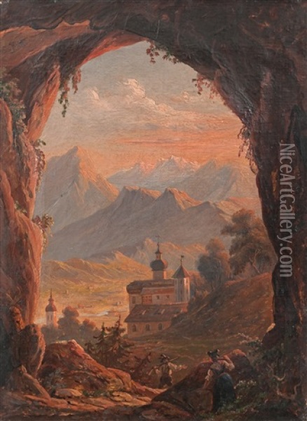 A Monastery In The Mountains Oil Painting - Robert Wilhelm Ekman