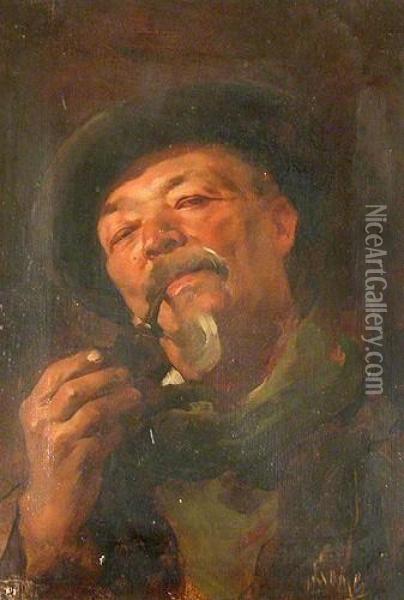 Anciano Con Pipa Oil Painting - Simon Gomez Polo