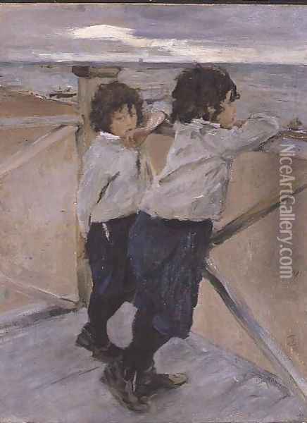 Two Boys, 1899 Oil Painting - Valentin Aleksandrovich Serov