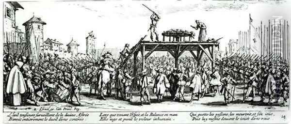 The Wheel, plate 14 from 'The Miseries and Misfortunes of War' 1633 Oil Painting - Jacques Callot