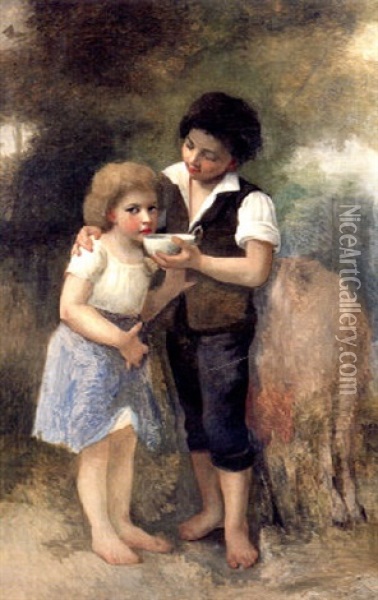 Le Bol De Lait Oil Painting - Elizabeth Jane Gardner Bouguereau