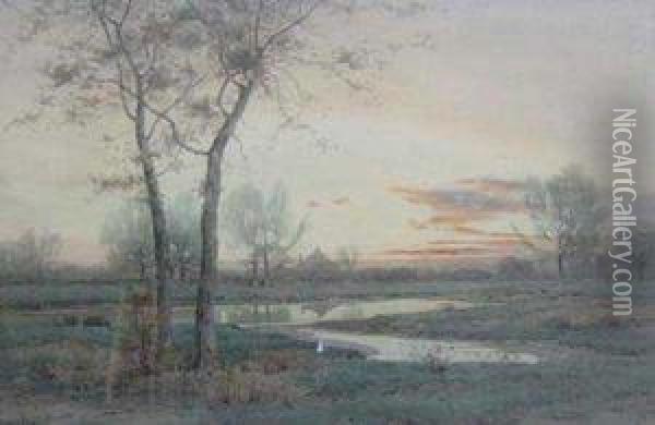 November Day' View On Long Island Oil Painting - Henry Farrer