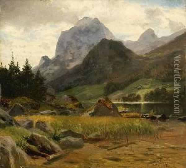 Am Hintersee Oil Painting - August Albert Zimmermann