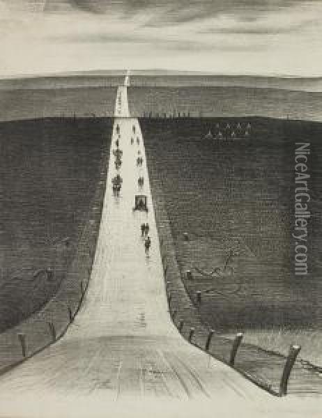 The Road From Arras To Bapaume Oil Painting - Christopher R. Wynne Nevinson