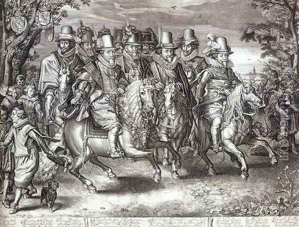 Cavalcade of Eleven Princes of Orange-Nassau 1621 Oil Painting - Willem Jacobsz Delff