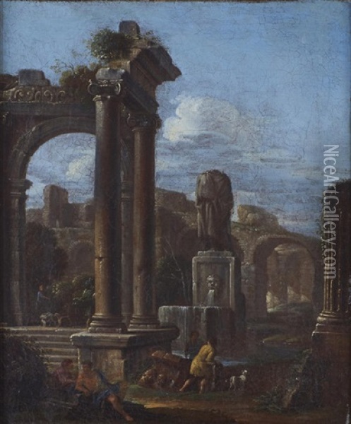Roman Ruins Oil Painting - Giovanni Ghisolfi