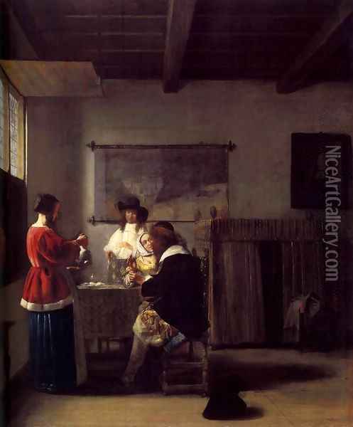 The Visit 2 Oil Painting - Pieter De Hooch