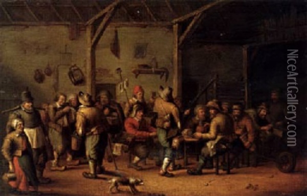 Bauern In Einem Wirtshaus Oil Painting - Joost Cornelisz. Droochsloot