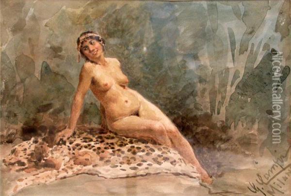 Auf Leopardenfell Liegender Frauenakt Oil Painting - Giacomo Campi