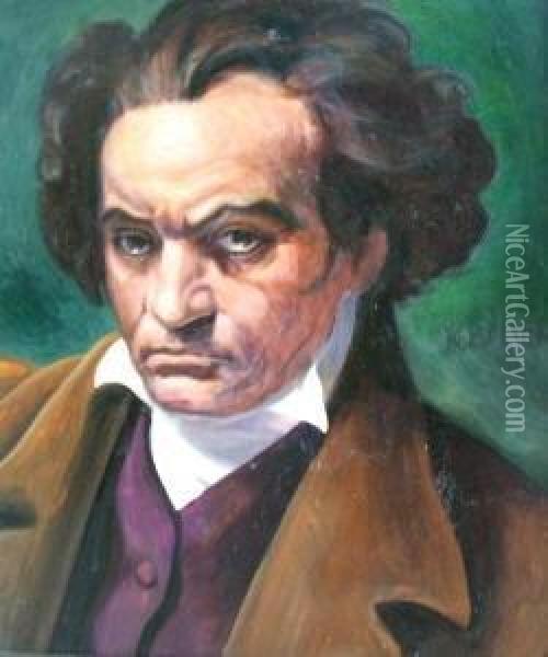 Bildnis Ludwig Von Beethoven Oil Painting - Karl Bauer