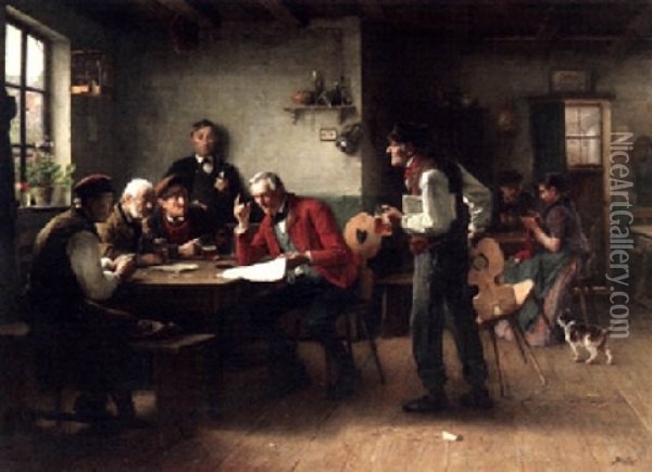 Diskutierende Manner Im Gasthaus Oil Painting - Vaclav Brozik