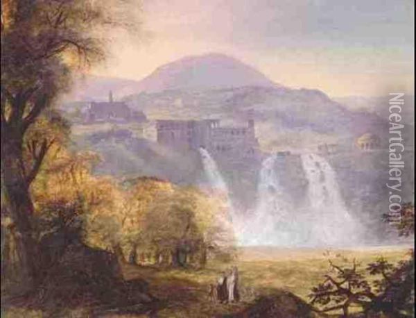 Falls At Frascati Oil Painting - Philippe De Fegely
