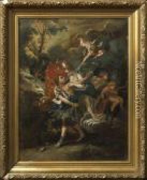 Mars And Venus Pursued By Eros Oil Painting - Francois Boucher