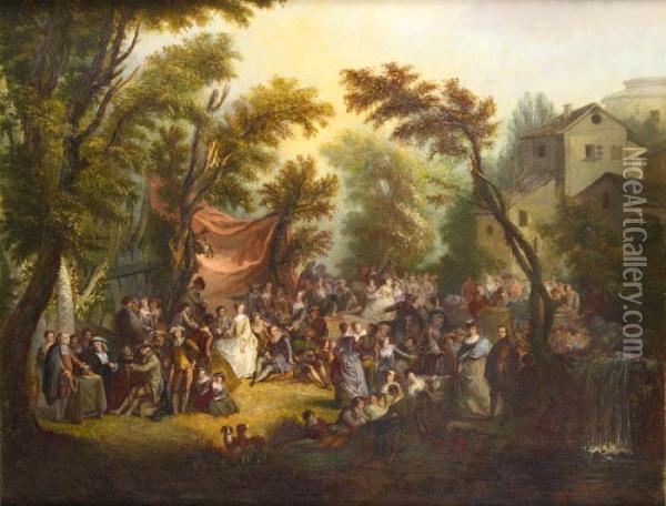 La Signature Du Contrat Ou La Noce De Village Oil Painting - Watteau, Jean Antoine