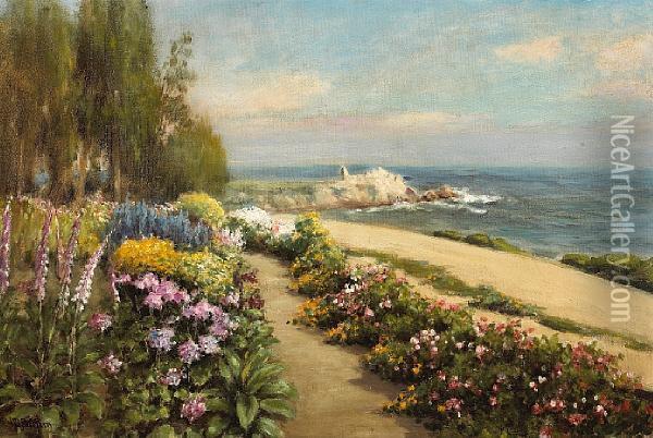 Flower Walk, Lovers Point, Pacific Grove Oil Painting - William Adam