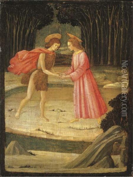 The Meeting Of Christ And Saint John The Baptist Oil Painting - Master Of Marradi
