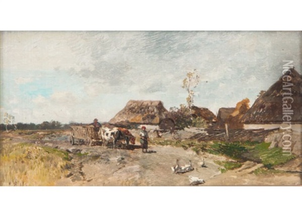 Estonian Farmyard Oil Painting - Gregor von Bochmann the Elder