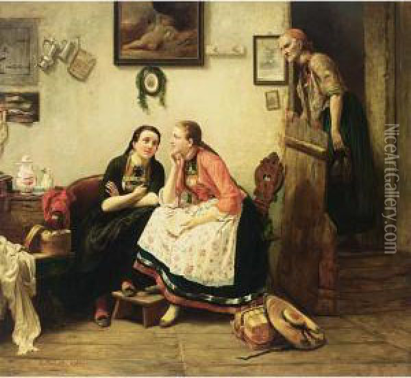 The Love Letter Oil Painting - Carl Wilhelm Hubner