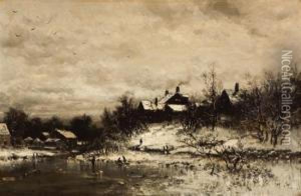 Skating In Winter Oil Painting - George Herbert McCord