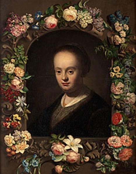 Portratt Av Kvinna I Blomsterkrans Oil Painting - Jacob Adriaensz de Backer