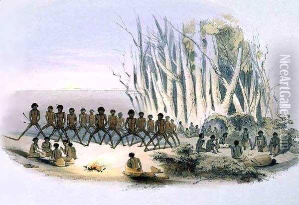 The Aboriginal Inhabitants: The Palti Dance, from 'South Australia Illustrated' Oil Painting - George French Angas