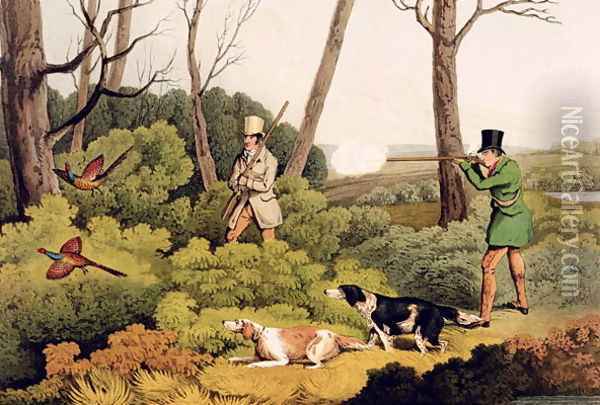 'Pheasant Shooting', pub. by Thomas McLean, 1820 Oil Painting - Henry Thomas Alken
