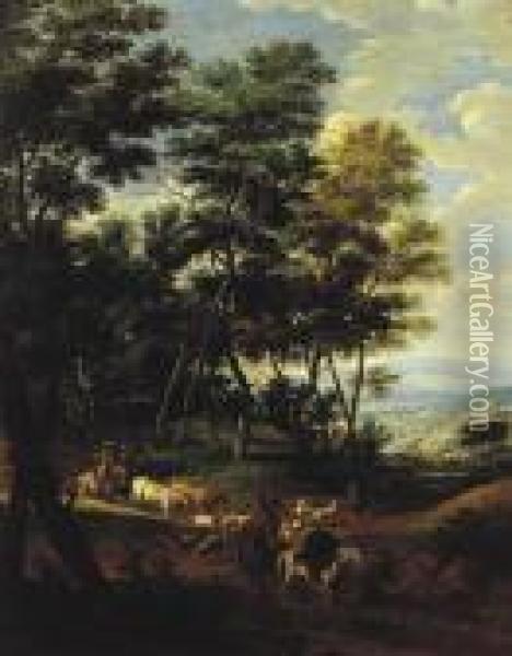 Paysage Au Troupeau Oil Painting - Pierre Salomon Domenchin De Chavannes