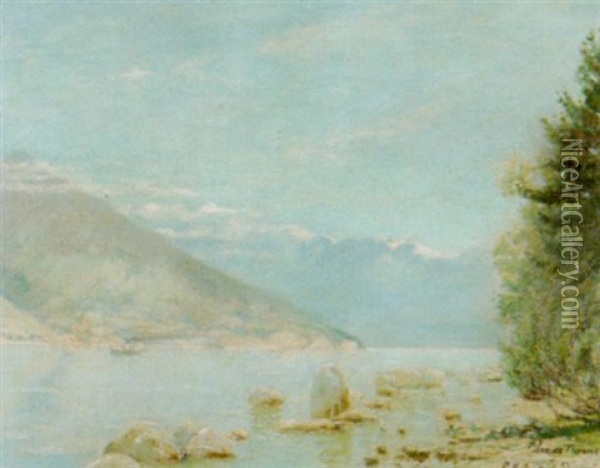 Lac De Thoune Oil Painting - Augustin Marie Paul Marcotte de Quivieres