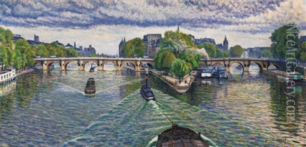 Les Remorqueurs Oil Painting - Gustave Camille Gaston Cariot