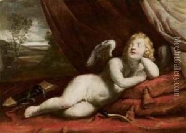 Cupido Addormentato Oil Painting - Giovanni Andrea Sirani