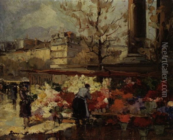 Paris -  Madeleine - Marche Oil Painting - Georgi Alexandrovich Lapchine