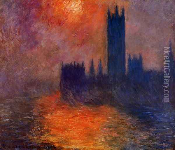 Houses of Parliament, Sunset I Oil Painting - Claude Oscar Monet